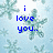 Pixelated blue text on a light blue background with translucent snowflakes; the right side is grayed out.