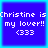 Four identical blue square with white pixelated text reading "Christine is my lover!! <333" arranged in a on a light blue background