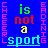 Pixelated blue background with vertical pink text, green and cyan numbers, red blocky letters, a yellow-and-black symbol, and light-blue 'sport' text.