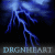 Animated lightning bolt over dark background with blue smoke, text 'DRGNHEART' below in light blue pixelated font.