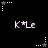 Black background with white and gray pixelated icons including stars, dots, and 'K*Le' text in a pattern