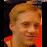 Pixelated image of a person with light brown hair and red clothing, alongside red text 'I', heart symbol, and 'Matt' on black background.
