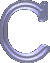 Four vertical of stylized C-shaped icons with metallic silver and purple gradients on a light gray background