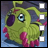 A 48x48 pixel animated buddy icon featuring a green Digimon character with pink accents and blue eyes, displayed alongside text reading "Anime IM" on the right side of a contact sheet layout.