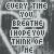 repeated heart-shaped icons with text 'EVERY TIME YOU BREATHE I HOPE YOU THINK OF ME' in gray and pink pixelated font over a dark background