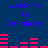 Blue background with purple text reading "welcome to Deralicte" and red horizontal bars in two