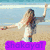 A four- shows a woman in various poses: beach with arms raised, car with sunglasses, water with leg kick, and a blank