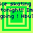 Green square icon with layered borders and blue text reading "ice skating ice skating tonight!! Im going! Hbu?" across four identical