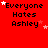 Red background with repeated text "Everyone Hates Ashley" and white stars in pixelated style.