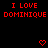 Red pixelated text "I LOVE DOMINIQUE" repeated across a black background with heart and arrow symbols in various positions.
