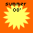 Four identical pixelated yellow sun icons with orange background, each displaying 'summer 08' text above the sun.