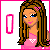 Animated contact sheet of a pixel-art cartoon woman with long brown hair wearing a pink top, displayed across multiple frames showing text changes and facial expressions.