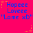 A bright pink background displays three identical blue text blocks reading "Hopeee Loveee 'Lame xD'" with yellow star and dot accents, arranged in a pattern