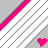 A static pixel art icon featuring diagonal gray checkered lines, a bright pink diagonal stripe, and a small pink heart in the bottom-right corner.