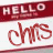 Animated contact sheet showing two frames of a buddy icon with "HELLO" text and stylized "chms" script on red-and-white background.