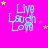 identical pixelated icons on a bright pink background, each displaying 'Live Laugh Love' text with scattered yellow and purple stars