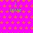 A static image with a bright pink background covered in repeating orange stars, featuring green text reading "i love" scattered across the surface.