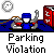 Animated contact sheet showing 11 frames of a pixel art parking violation scene with two characters and repeated text.