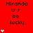Red background displays repeated text "Miranda UR so lucky" with white star icons varying in quantity across positions.