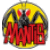 Circular pixelated icon with yellow and black gradient background, red stylized text "MANTIS" at bottom, two red heart shapes above the text.