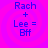 Four identical pixelated text icons on a purple background with concentric circles, each displaying 'Rach + Lee = Bff' in blue.