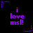Purple pixelated text 'i love msl!' repeated across a black background with small purple star and dot patterns.
