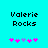 Pixelated text 'Valerie Rocks' appears above pink and purple star icons on a cyan background, with two distinct animation states showing different star arrangements.
