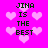 Pixelated text 'JINA IS THE BEST' repeated on a bright pink background with scattered light pink hearts.