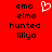 Red background with black text and a white pixelated heart symbol above the left of words