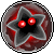Circular icon with red and gray star design containing two red dots, displayed in a of five identical frames