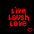 Red pixelated text "Live Laugh Love" with a small red heart icon on black background, displayed in three of three identical static images