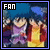 Pixelated character icons with 'FAN' text, showing slight pose variations across three