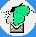 Pixelated green cactus in a pot with smoke effects, transitioning from upright to leaning left against a blue background.