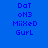 Blue background with pixelated text reading 'Dot on3 MiiXeD Gurl' in four identical , one showing a subtle light gradient effect