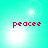 Four identical display red pixelated text 'peacee' on a cyan background with white light effects