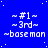 Blue background with white pixelated text and stars, displaying repeated "~#1~ ~3rd~ ~baseman" in a pattern