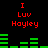 Red text "I Luv Hoyley" appears above green bar graphs on a black background, with the bars changing shape