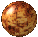 A spherical object with a textured brown and tan surface appears in a of four and four , with the bottom-right corner empty