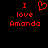 Red pixelated text and heart symbol on black background, with two identical side-by-side layouts showing "I love Amando".