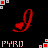 Red pixelated text and symbols on black background with repeated 'PYRO' text and red square accents.