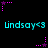 Pixelated cyan text 'lindsay<3' repeats across a black background with pink star animations at corners and midpoints.