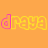 Orange background with yellow-outlined pink text 'draya' repeated twice per , two pink hearts above each of text