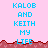 Pixelated text reads "KALOB AND KEITH MY LIFE" in cyan on pink background with red jagged border; gray area appears on right side.