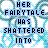 A repeating pattern of blue and white circular motifs with text reading "HER FAIRYTALE HAS SHATTERED INTO A MILLION PIECES" in dark blue pixelated font, featuring a small black heart symbol at the bottom center.