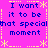 A static pixel art image with a bright pink background, blue text repeating "I want it to be that special moment," and yellow decorative elements including stars and dotted lines.