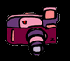 Pixelated camera icon with pink, purple, and maroon colors showing four states: red eye, green eye, flash, and no flash.