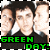 Animated contact sheet of three frames showing a pixelated image of people with "GREEN DAY!" text in green and white, arranged in a 2x2 grid with one empty gray cell.