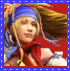 A character with blonde hair and blue headband holds a white bottle against red background, framed by blue border.