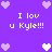 Purple background with white and light purple pixelated hearts surrounding repeated text "I lov u Kyle!!!" in a pattern
