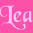 A pink background with repeated light pink 'Lea' text in a cursive font, showing animation effects where the text becomes progressively more blurred and faded across frames.